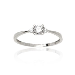 Dámský prsten z bílého zlata s čirými zirkony PR0647F + DÁREK ZDARMA