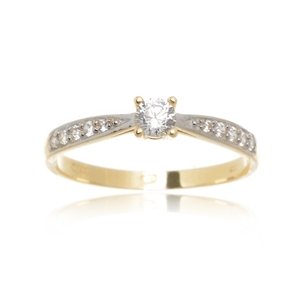 Dámský prsten ze žlutého zlata se zirkony PR0703F + DÁREK ZDARMA