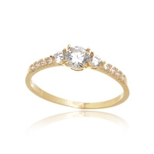 Dámský prsten ze žlutého zlata se zirkony PR0704F + DÁREK ZDARMA