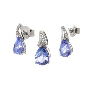 Souprava z bílého zlata s tanzanity a diamanty LAmour Diamonds BSOUP008F + DÁREK ZDARMA