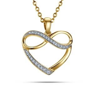 Zlatý přívěšek srdíčko s nekonečnem s diamanty L'Amour Diamonds JP7013Y + dárek zdarma
