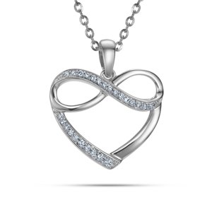Přívěšek z bílého zlata srdíčko s nekonečnem s diamanty L'Amour Diamonds JP7013W + dárek zdarma