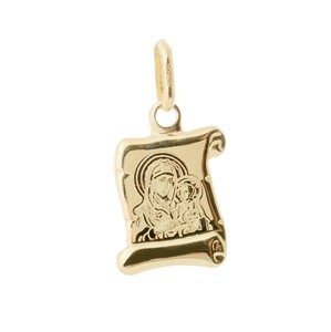 Zlatý přívěšek pergamen s Pannou Marií a Ježíškem ZZ1179F + Dárek zdarma