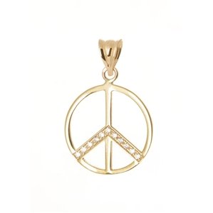 Přívěšek ze žlutého zlata symbol hippies ZZ1183F + dárek zdarma