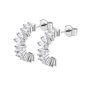 Stříbrné náušnice půlkroužky Brosway Fancy Infinite White FIW14 pár + dárek zdarma