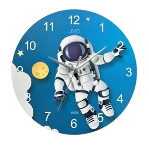 Dětské nástěnné hodiny JVD kosmonaut s tichým chodem HJ107