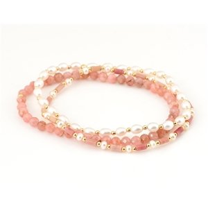 Set náramků 7 Angelic Eyes se zlatými kuličkami a perlami a radonity ZLNA1475F + Dárek zdarma