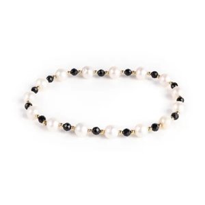 Náramek 7 Angelic Eyes se zlatými kuličkami, perlami a turmalíny ZLNA1484F + Dárek zdarma