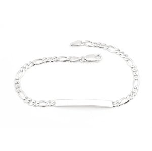 Pánský stříbrný náramek s destičkou figaro 21 cm 78469F