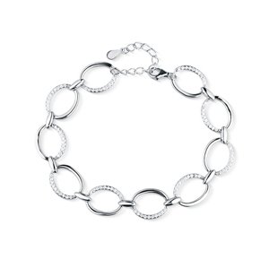 Článkový stříbrný náramek se zirkony 17-20 cm STNA0833F + dárek zdarma