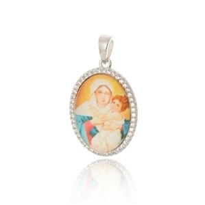 Stříbrný přívěšek madonka Panna Marie a Ježíškem STRZ1198F
