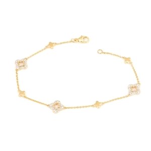Luxusní zlatý diamantový náramek se čtyřlístky L'amour Diamonds RB3907Y + dárek zdarma