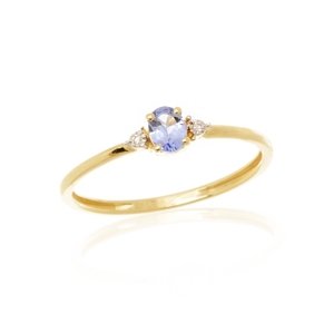 Zlatý prsten s tanzanitem a diamanty L'Amour Diamonds FR19874TNZY + dárek zdarma