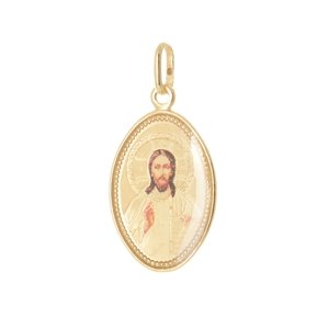 Přívěšek medailon Ježiš Kristus ze žlutého zlata ZZ1396F + dárek zdarma