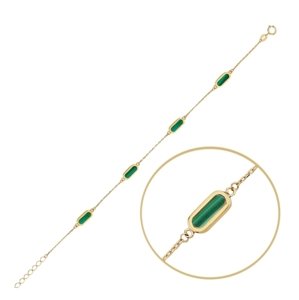Dámský zlatý náramek s malachitem JMG0156GGB17 16-18 cm + Dárek zdarma