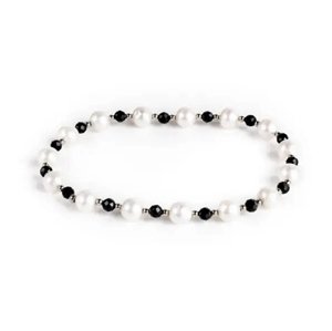 Náramek 7 Angelic Eyes se stříbrnými kuličkami, perličkami a turmalíny STNA0870F + dárek zdarma