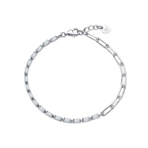 Dámský stříbrný článkový náramek s čirými zirkony STNA0881F 18-20 cm
