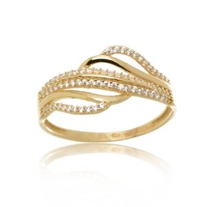 Dámský prsten ze žlutého zlata s čirými zirkony PR0533F + DÁREK ZDARMA