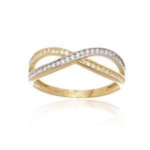 Dámský prsten ze žlutého zlata s čirými zirkony PR0534F + DÁREK ZDARMA