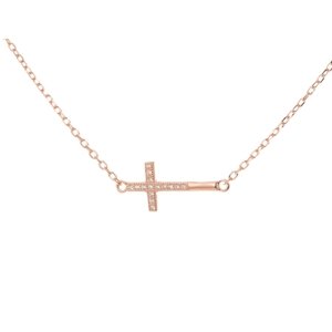 Dámský stříbrný pozlacený náhrdelník s křížkem STNAH107F