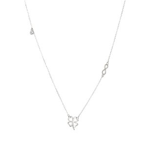 Dámský stříbrný náhrdelník čtyřlístek a nekonečno STNAH0137F + dárek zdarma