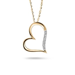 Zlatý přívěšek srdíčko s diamanty s diamanty L'Amour Diamonds JP4520Y + dárek zdarma
