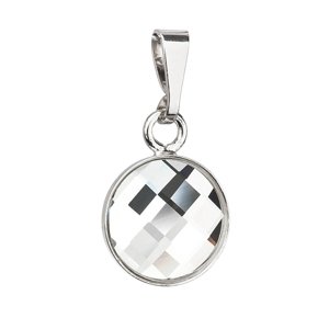 Stříbrný přívěsek s krystaly Swarovski bílý kulatý 34172.1
