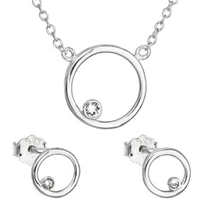 Sada šperků s krystaly Swarovski náušnice a náhrdelník bílý kulatý 39164.1