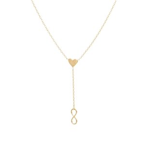 Dámský náhrdelník ze žlutého zlata s nekonečnem a srdíčkem ZLNAH114F + DÁREK ZDARMA