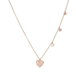Dámský stříbrný pozlacený náhrdelník srdce s čirými zirkony STNAH150F