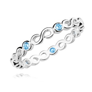 Klenoty Amber Stříbrný prsten nekonečno s modrým zirkonem Velikost: 15