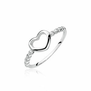 Klenoty Amber Stříbrný prsten se srdcem a zirkony Velikost: 52