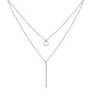 Klenoty Amber Minimalistický stříbrný náhrdelník dvojitý