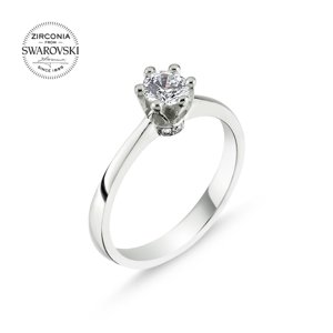 Klenoty Amber Stříbrný zásnubní prsten Swarovski - velký čirý zirkon Velikost: 53
