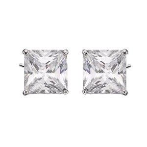 Klenoty Amber Náušnice velké čtverce - 10 mm čirý zirkon