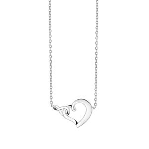 Klenoty Amber Stříbrný náhrdelník s propleteným srdcem