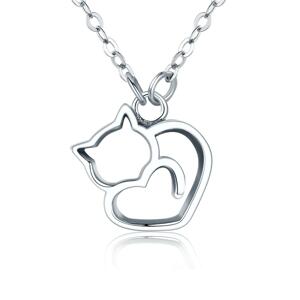 Klenoty Amber Stříbrný náhrdelník - kočka schoulená