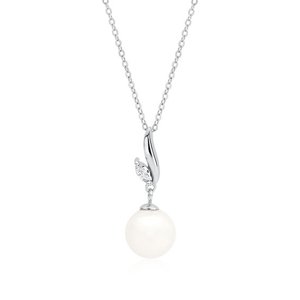 Klenoty Amber Stříbrný náhrdelník - perla s čirým zirkonem