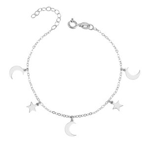 Klenoty Amber Stříbrný náramek zavěšené hvězdy a měsíc