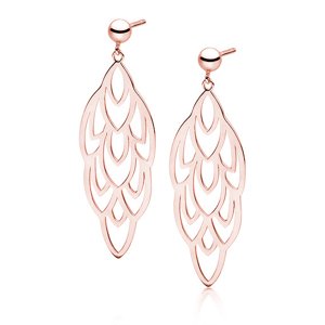 Klenoty Amber Velké stříbrné náušnice rosegold zlacení