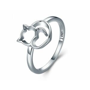 Stříbrný prsten kočka schoulená Velikost: 51