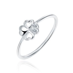 Klenoty Amber Stříbrný prsten Čtyřlístek - zirkon Velikost: 50