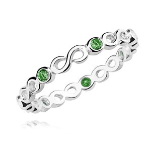 Klenoty Amber Stříbrný prsten nekonečno se zeleným zirkonem Velikost: 14