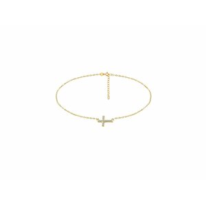 Klenoty Amber Stříbrný náhrdelník choker - zirkonový křížek GOLD