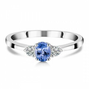 Klenoty Amber Luxusní stříbrný prsten s tanzanitem a topazy Forever Velikost: 57