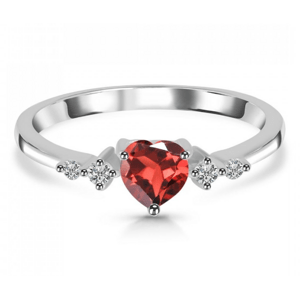 Klenoty Amber Luxusní stříbrný prsten s granátem a topazy Srdíčko Velikost: 54
