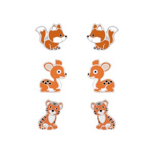 Klenoty Amber Set stříbrných náušnic pro holčičku hravá zvířátka