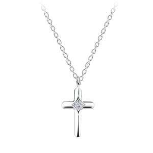 Klenoty Amber Stříbrný náhrdelník s miniaturním křížkem