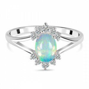 Klenoty Amber Luxusní stříbrný prsten s opálem a topazy Romance Velikost: 57