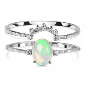 Klenoty Amber Luxusní stříbrný set prstenů s opálem a topazy Couple Velikost: 55